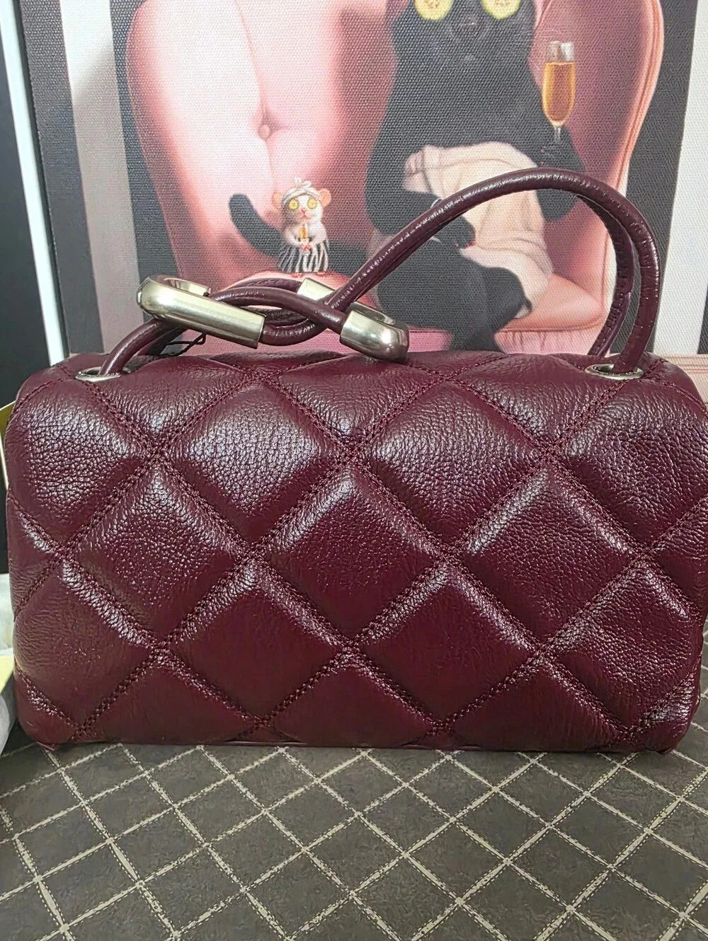 Marc Jacobs Quilted Leather Top-Handle Bag in Bordeaux